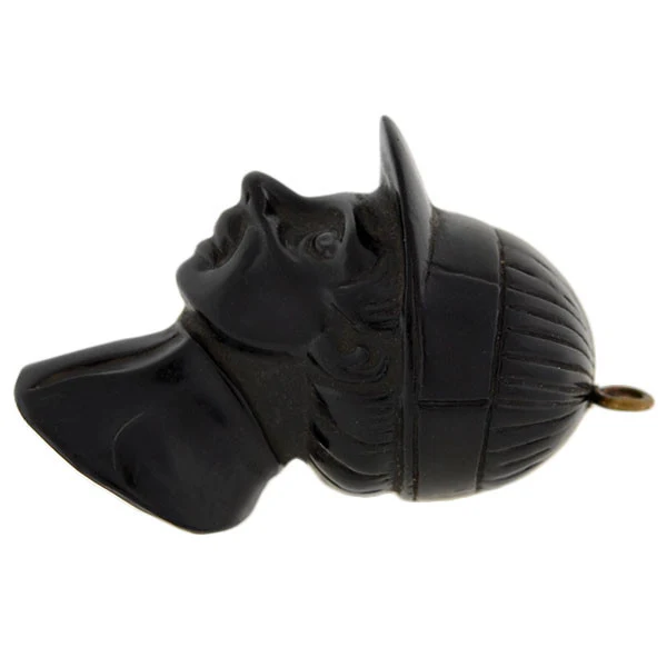 Victorian Hand Carved Jet Jockey Fob/Pendant - Image 3
