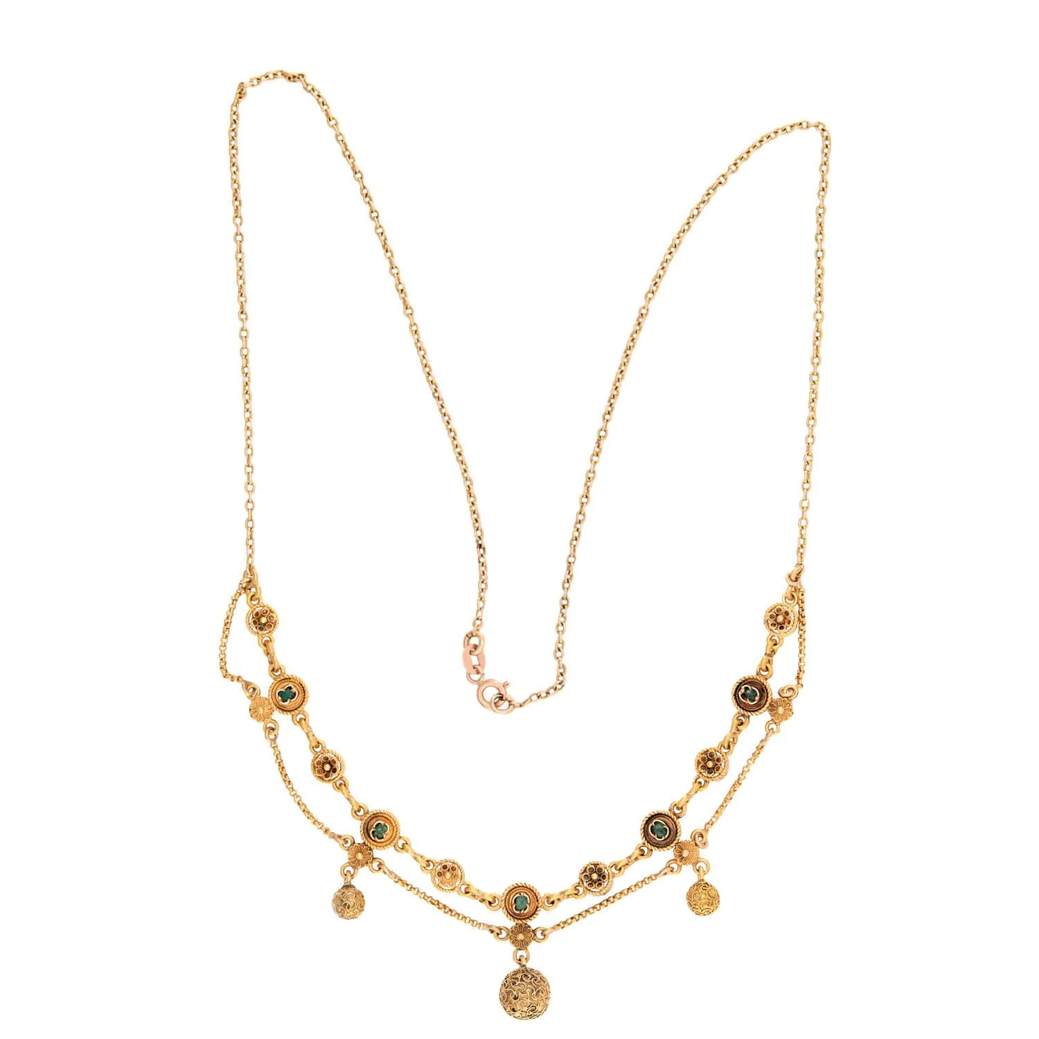 Victorian Italian 18k Multi-Stone Festoon Necklace - Image 2