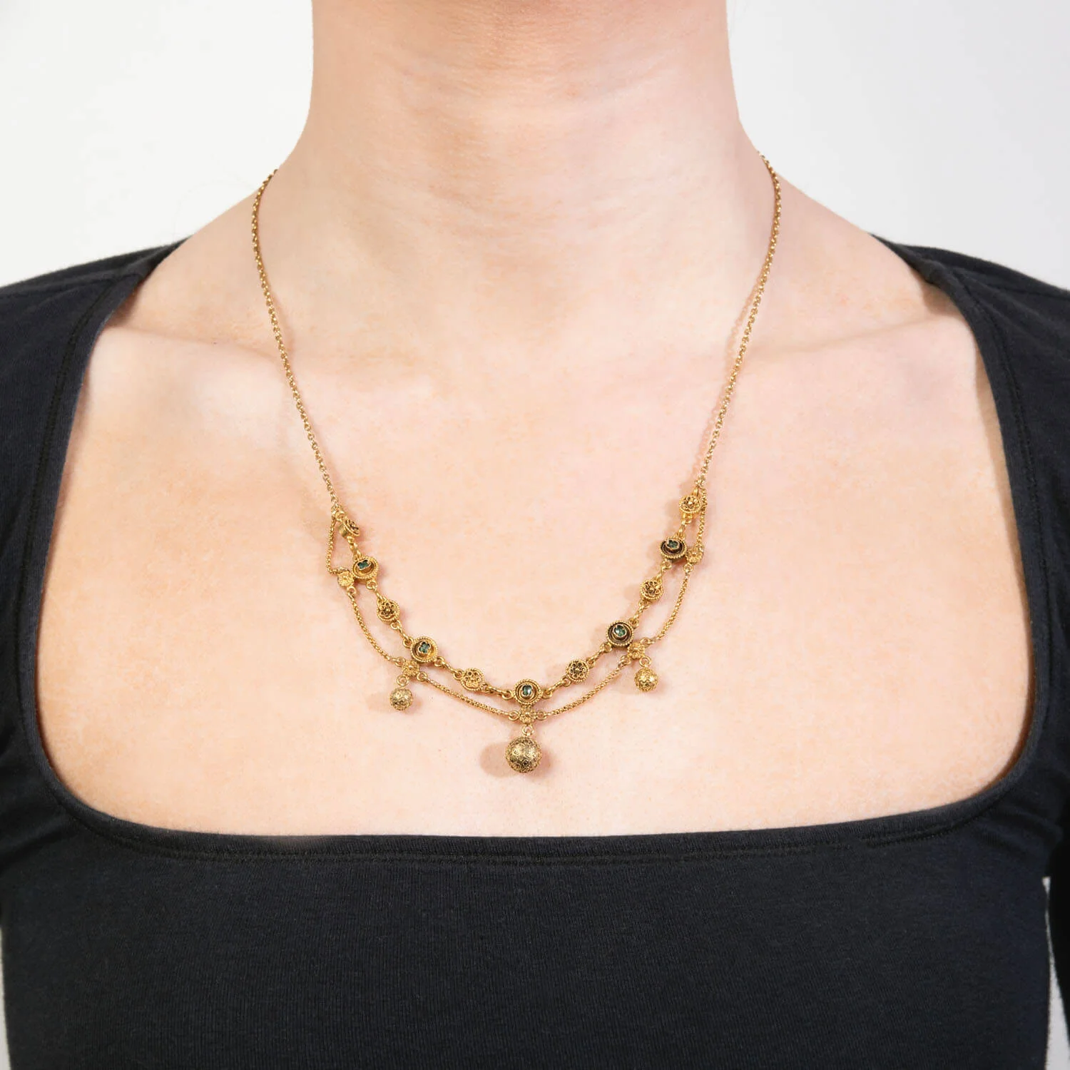 Victorian Italian 18k Multi-Stone Festoon Necklace - Image 6