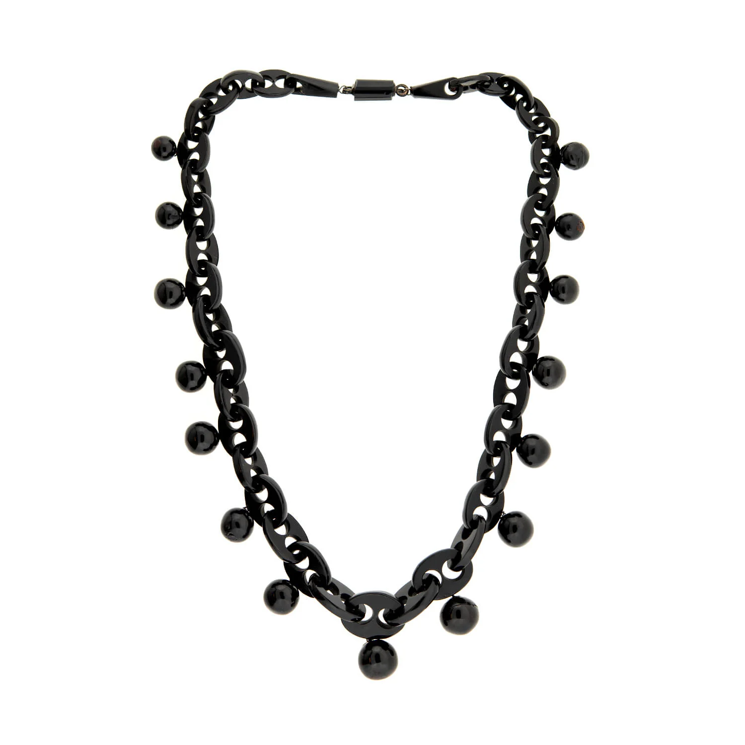 Victorian Jet Interlocking Link & Ball Festoon Necklace - Image 2