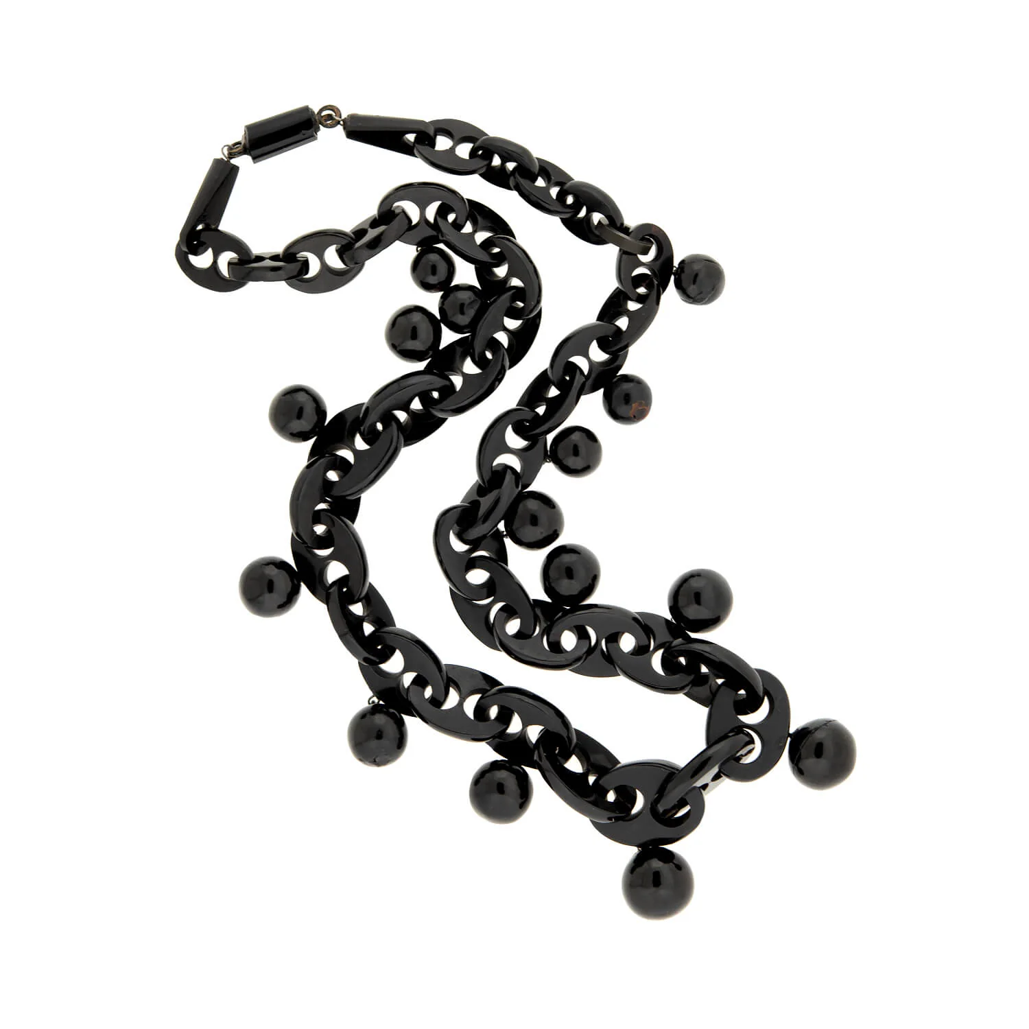 Victorian Jet Interlocking Link & Ball Festoon Necklace - Image 3