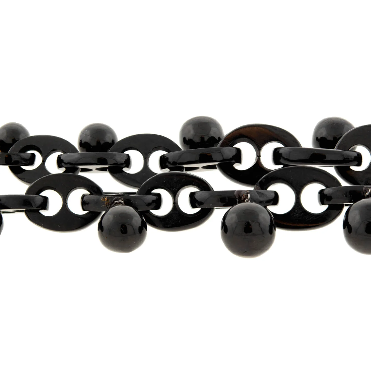 Victorian Jet Interlocking Link & Ball Festoon Necklace - Image 4