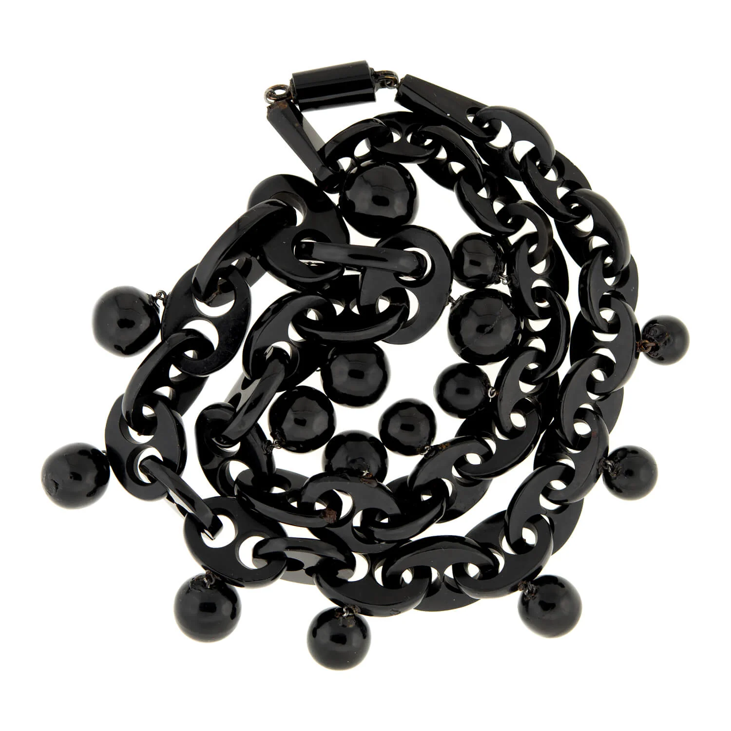 Victorian Jet Interlocking Link & Ball Festoon Necklace - Image 5