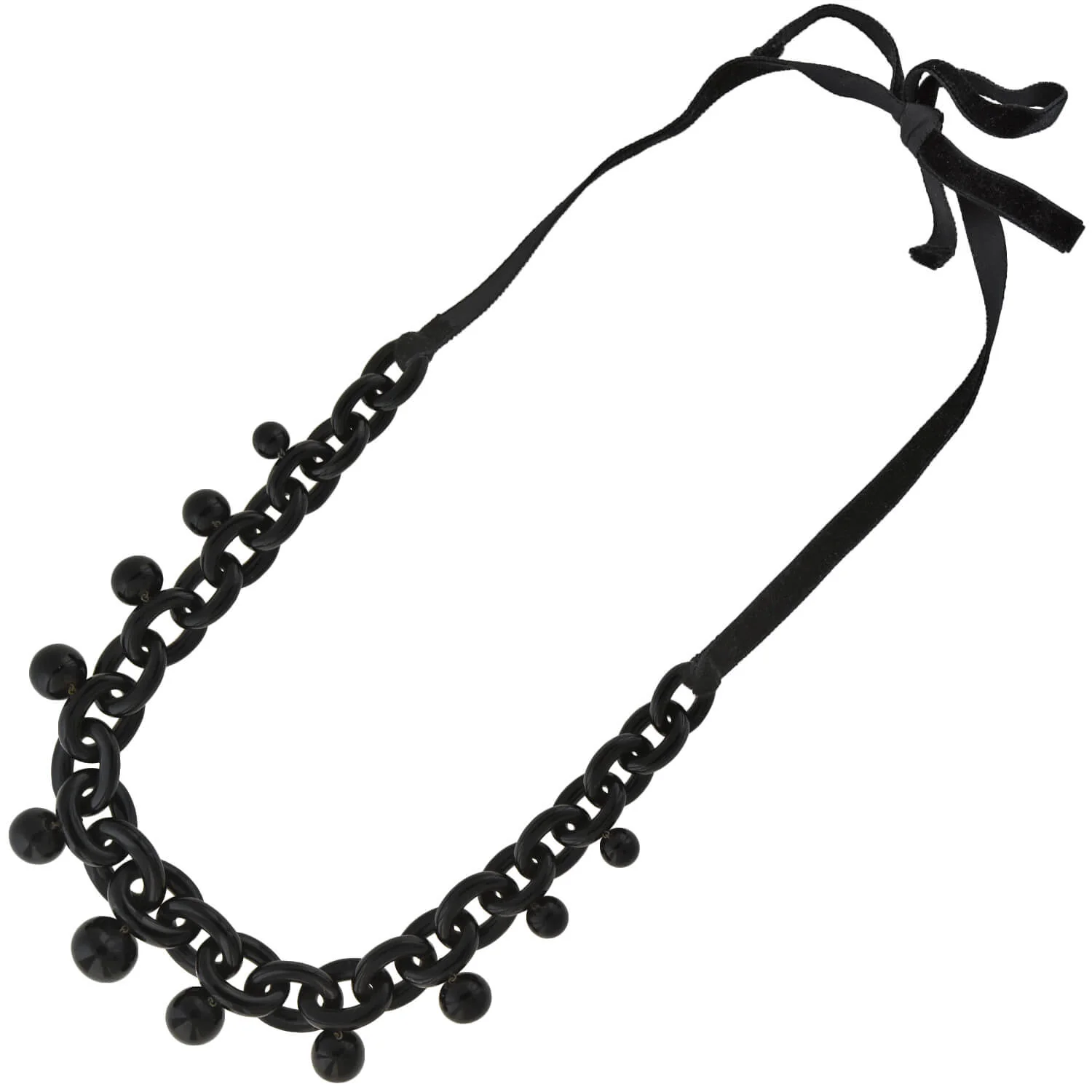 Victorian Jet Large Interlocking Link + Ball Festoon Adjustable Necklace 16"+ - Image 2