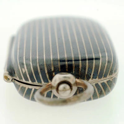 Victorian Large Sterling Silver & Niello Coin Holder Locket - Image 8
