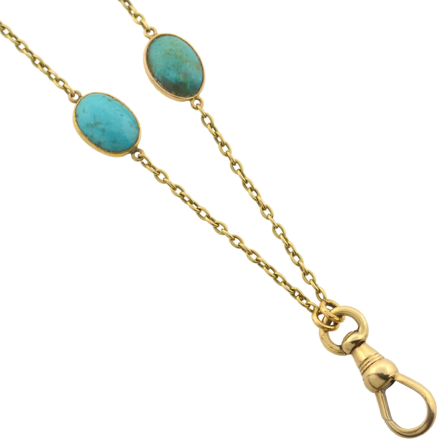 Victorian Long 14kt Turquoise + Mississippi River Pearl Chain Necklace 48" - Image 5