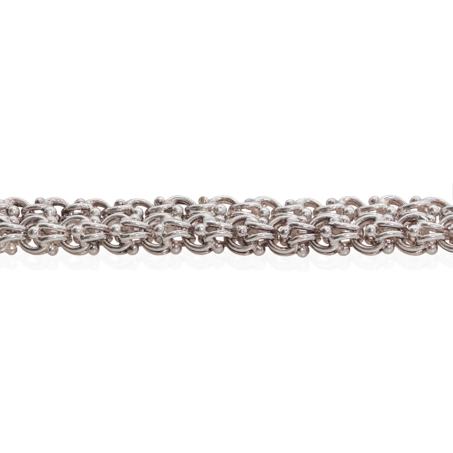 Victorian Long Sterling Beaded Link Chain 60" - Image 2