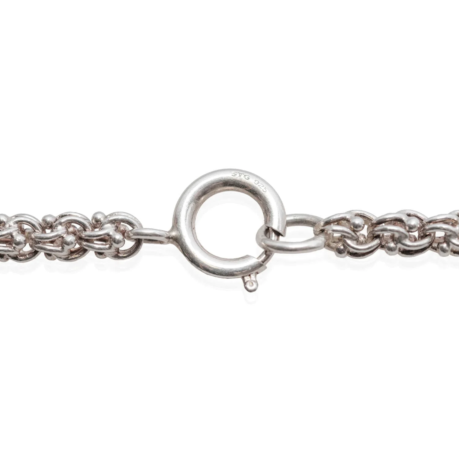 Victorian Long Sterling Beaded Link Chain 60" - Image 5