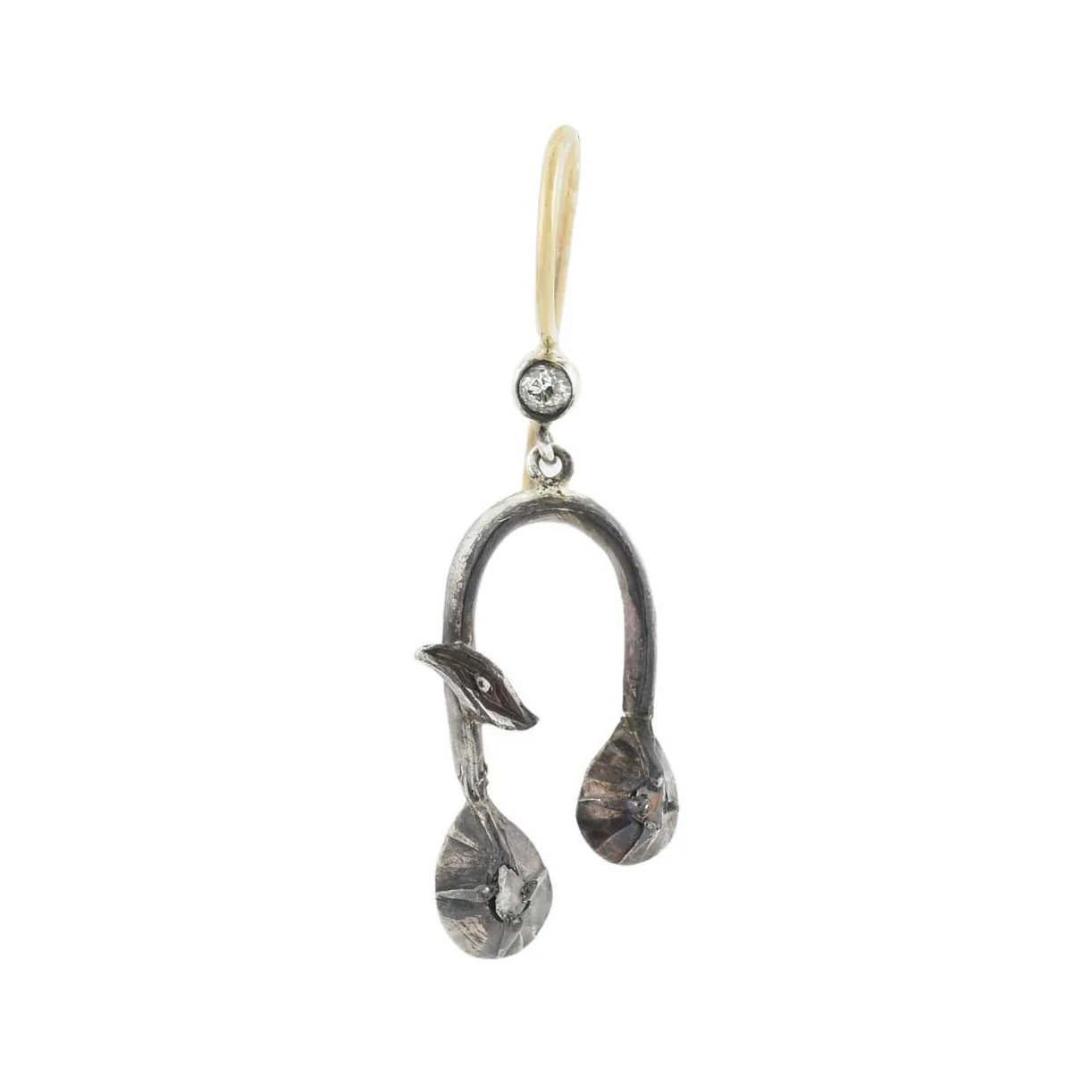 Victorian Petite Sterling/14kt Old Rose Cut Diamond Dangle Earrings - Image 2