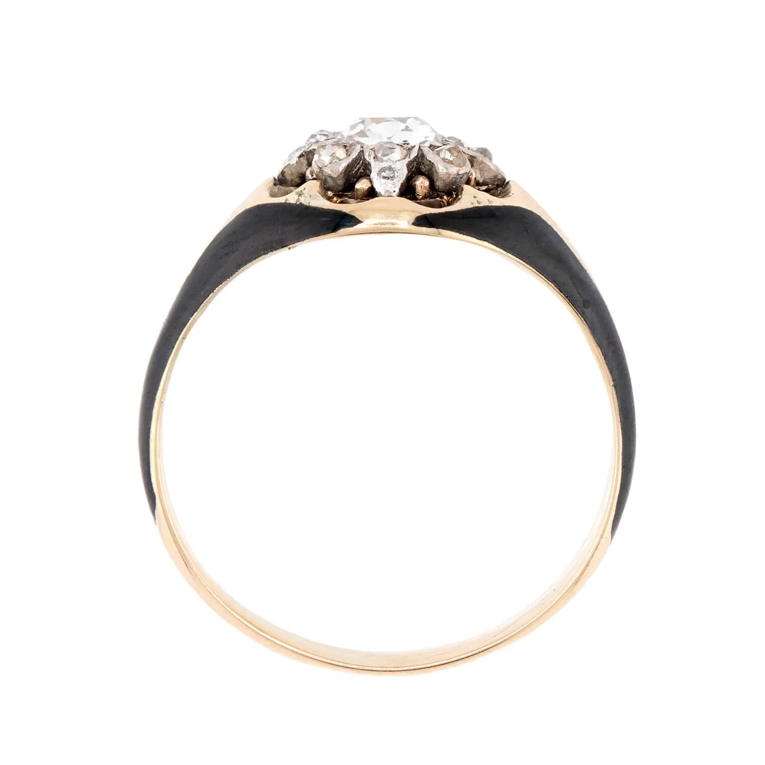 Victorian Russian 14k Diamond and Enamel Cluster Ring - Image 4