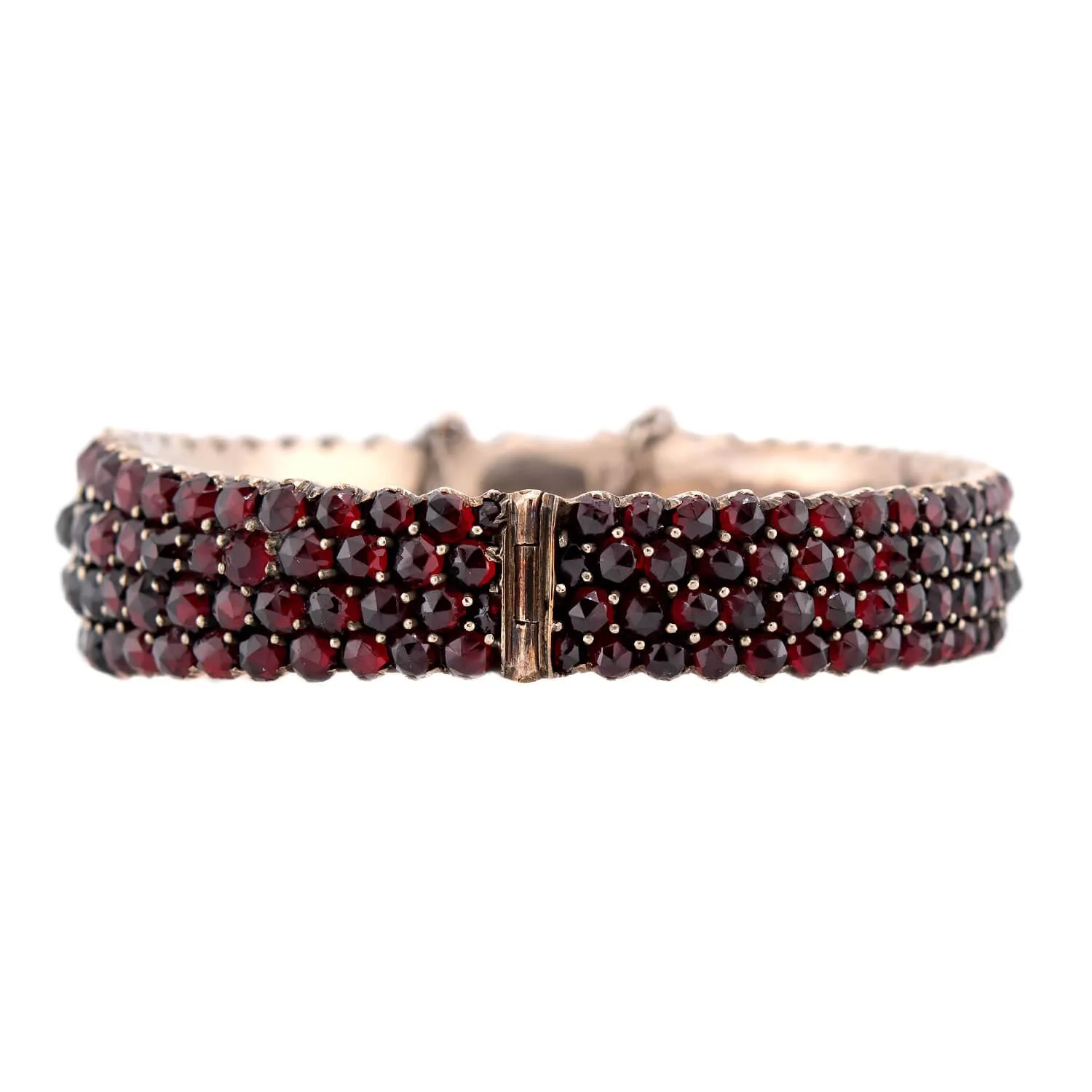 Victorian Silver Gilt Bohemian Garnet Bangle - Image 2