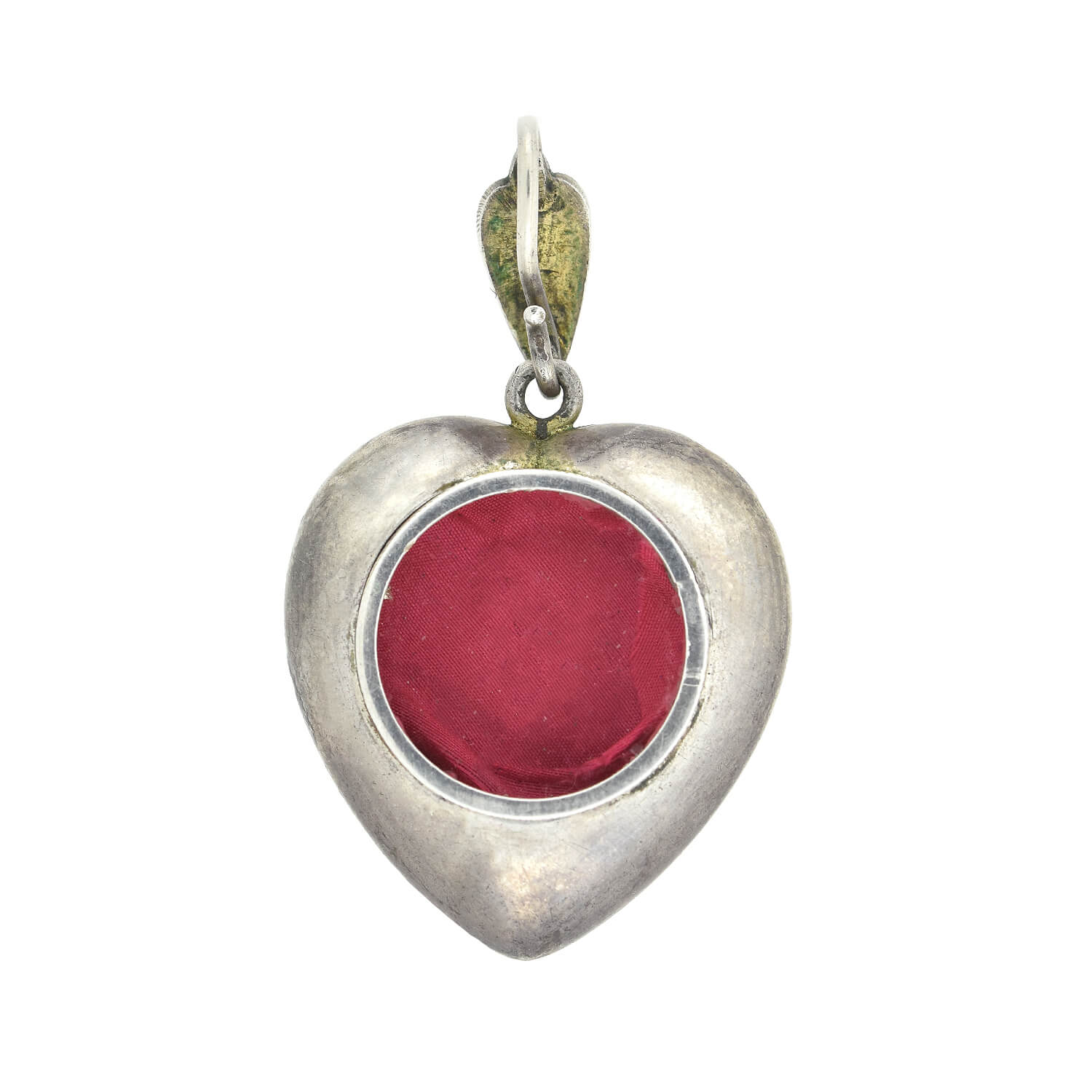 Victorian Silver Gilt + Pavé Turquoise Heart Locket Pendant - Image 3