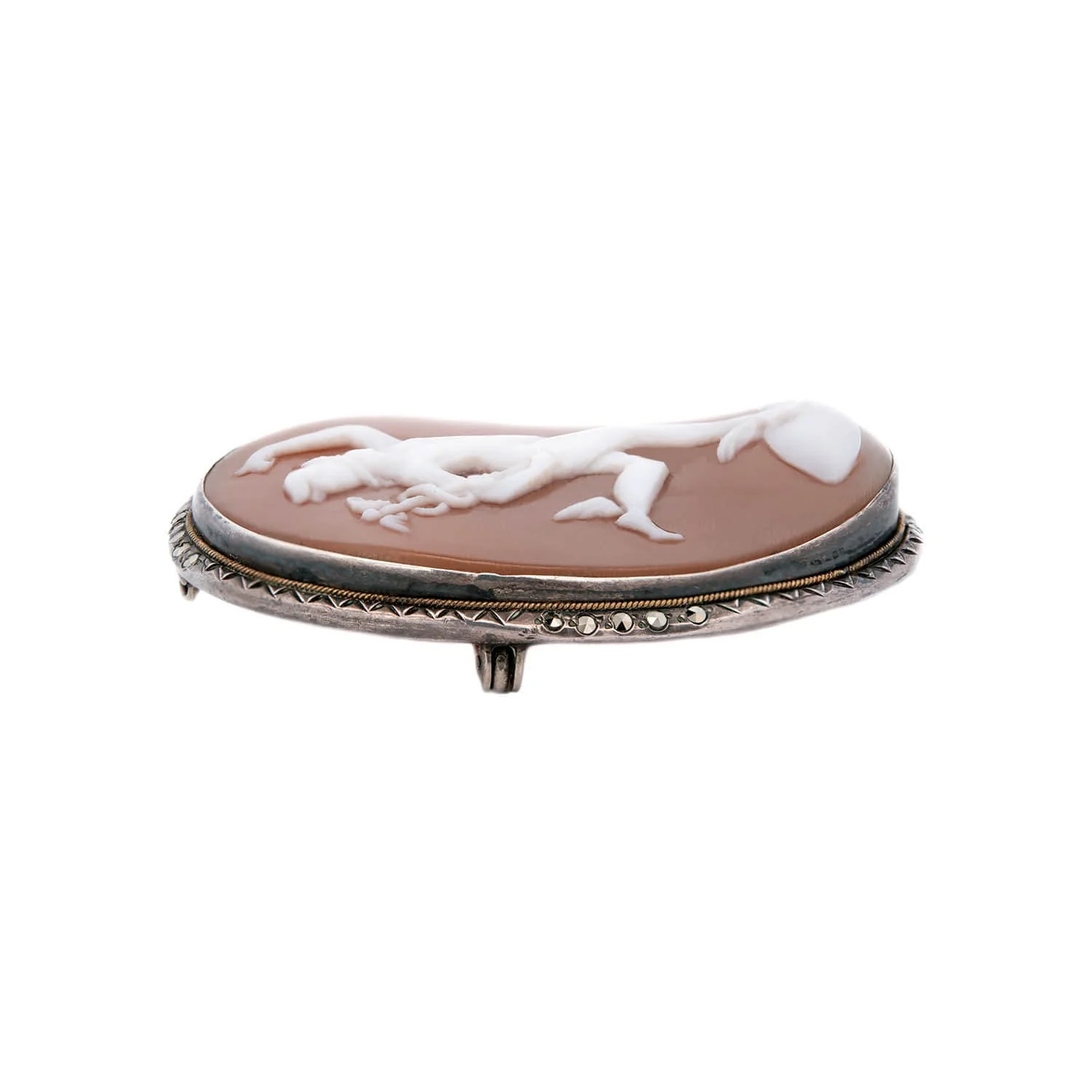 Victorian Silver Mercury Shell Cameo Pin - Image 2