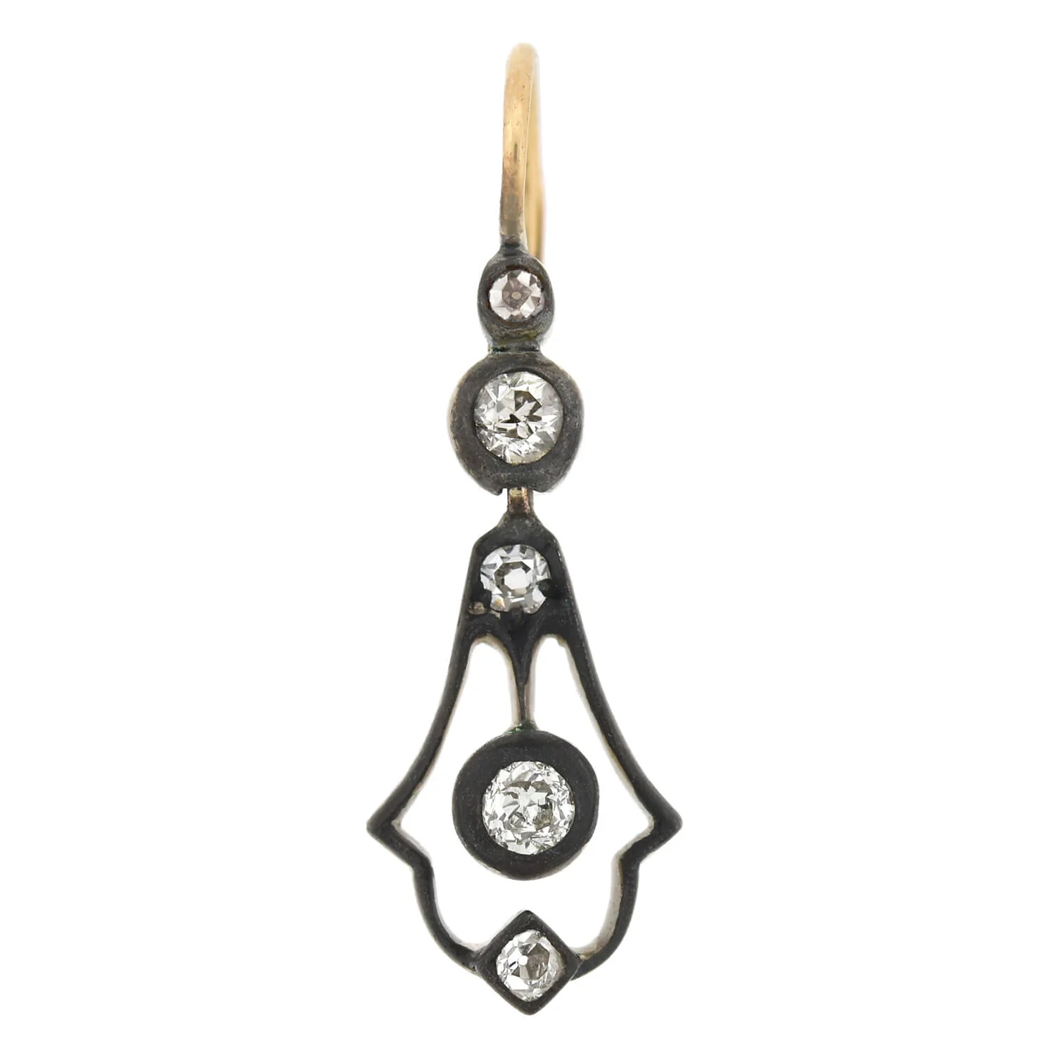 Victorian Sterling/14kt Diamond Dangle Earrings 0.80ctw - Image 2