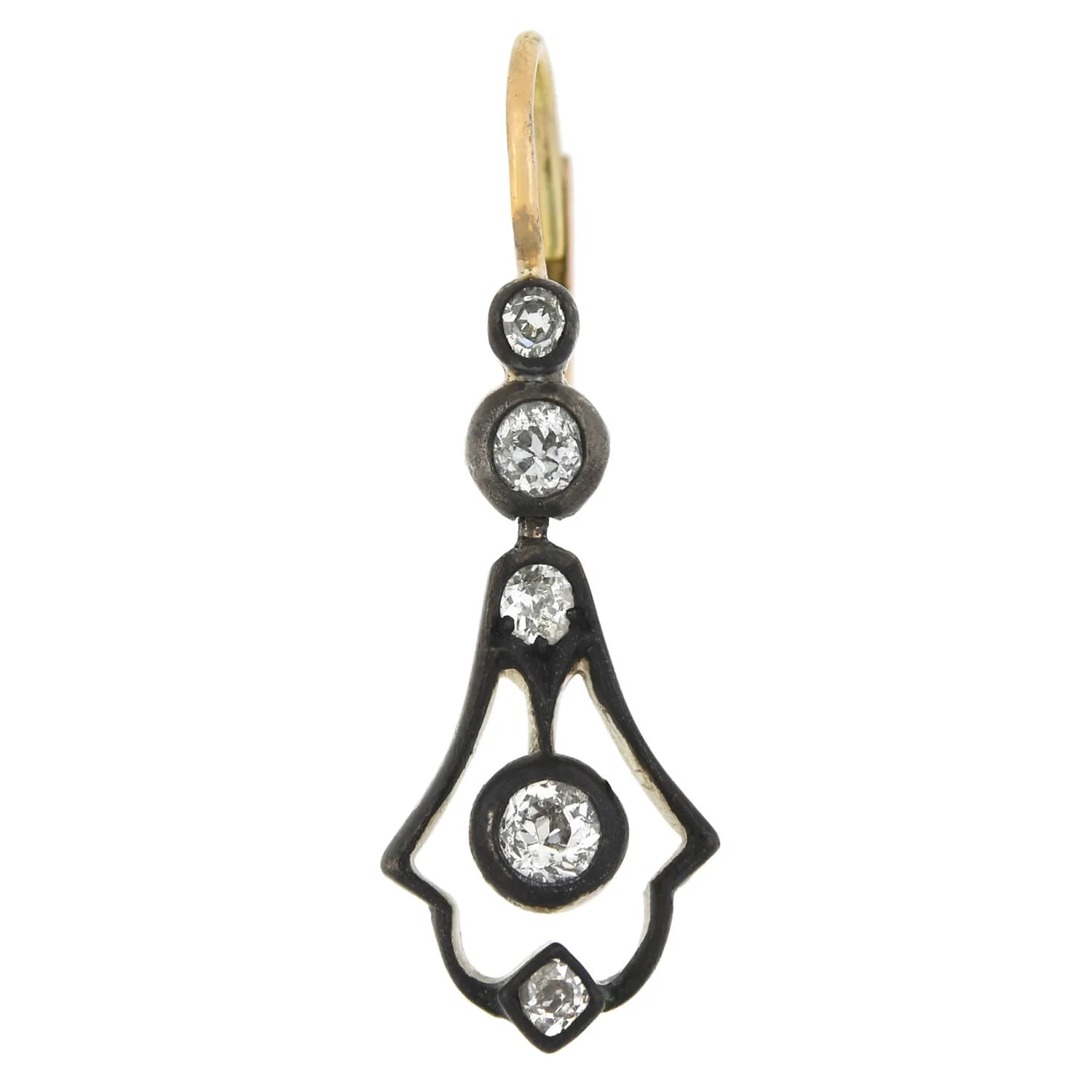 Victorian Sterling/14kt Diamond Dangle Earrings 0.80ctw - Image 3