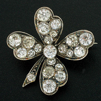 Victorian Sterling & Four Leaf Clover French Paste Pin - Image 2