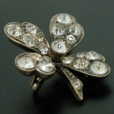 Victorian Sterling & Four Leaf Clover French Paste Pin - Image 6