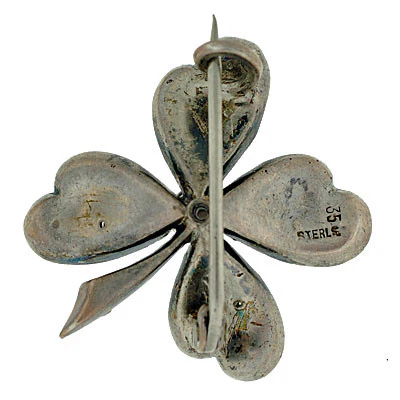 Victorian Sterling & Four Leaf Clover French Paste Pin - Image 7