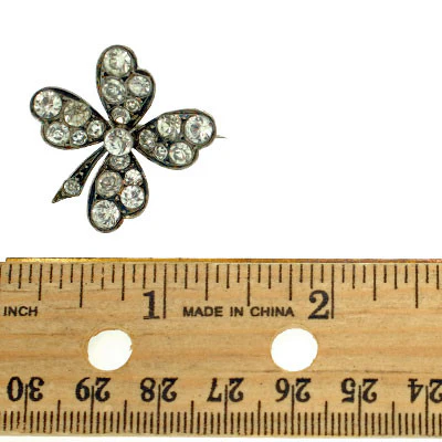 Victorian Sterling & Four Leaf Clover French Paste Pin - Image 8