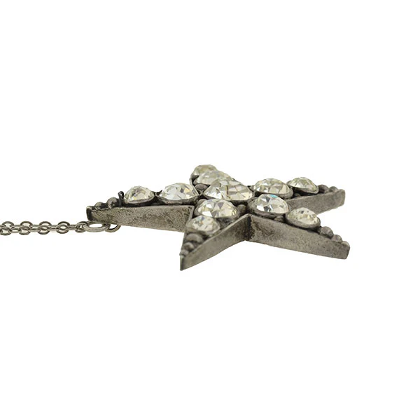 Victorian Sterling French Paste 5-Point Star Pendant Necklace - Image 4
