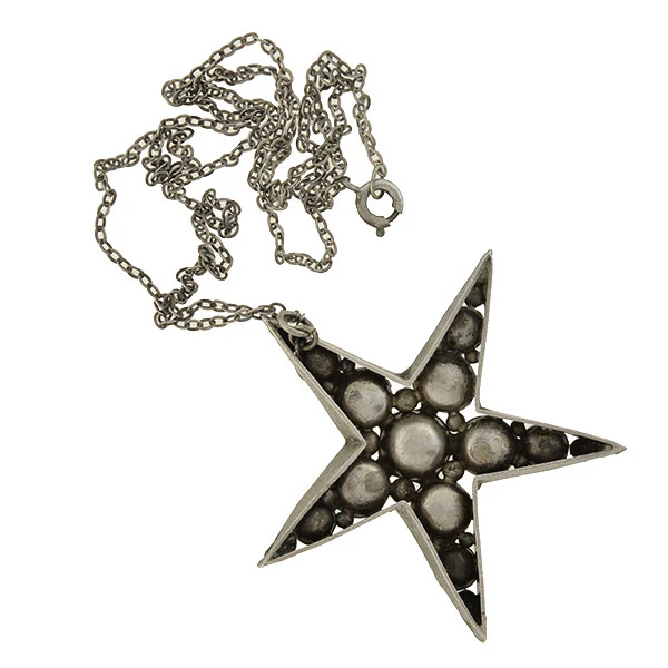Victorian Sterling French Paste 5-Point Star Pendant Necklace - Image 5