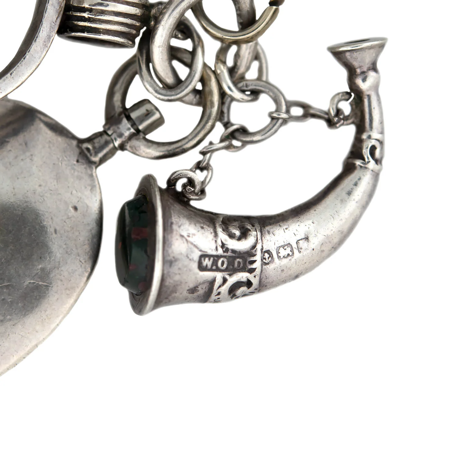 Victorian Sterling/Gold Filled Chain with Bloodstone + Carnelian Fob Pendants Necklace - Image 7