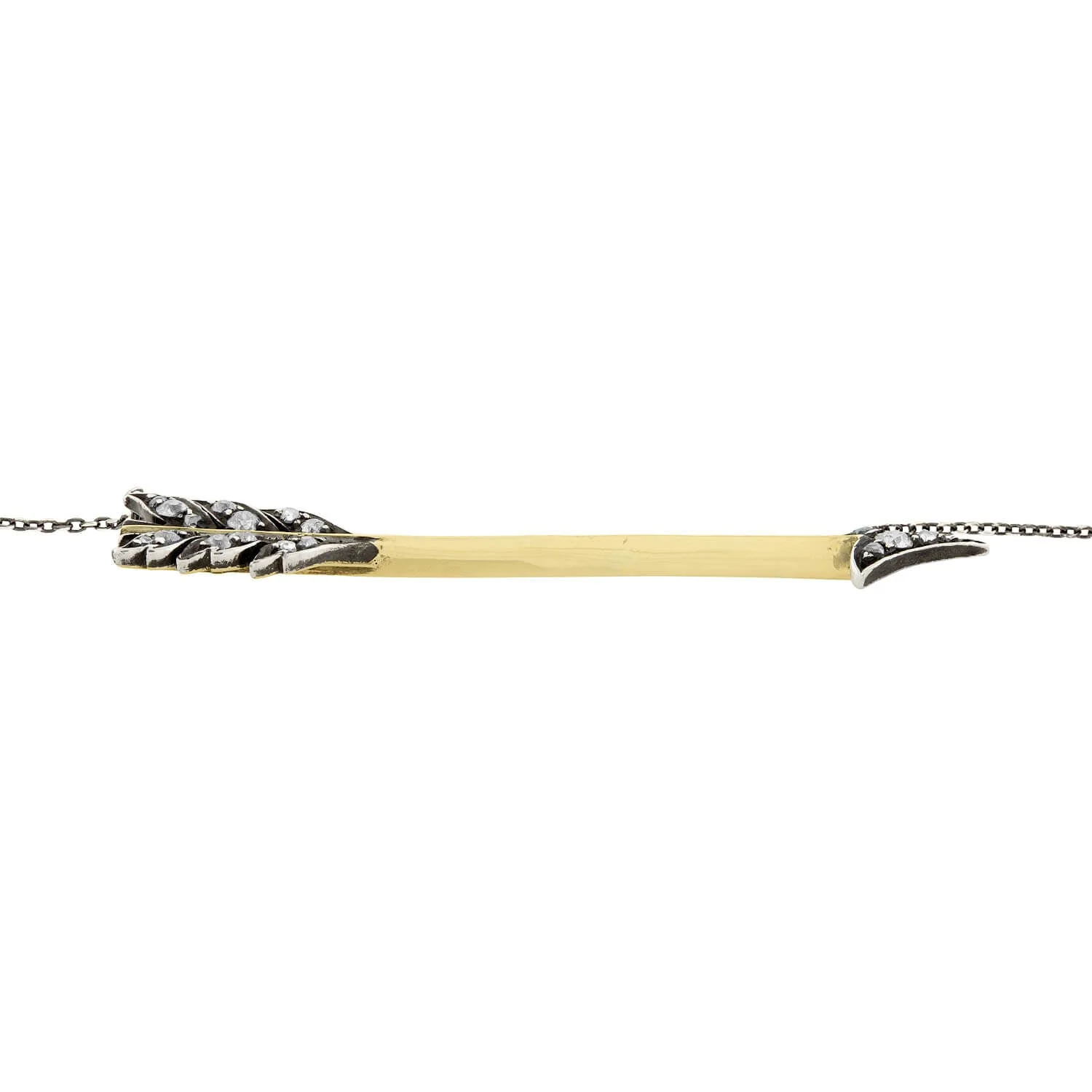 Victorian Sterling Silver/14k Diamond Arrow Necklace - Image 3