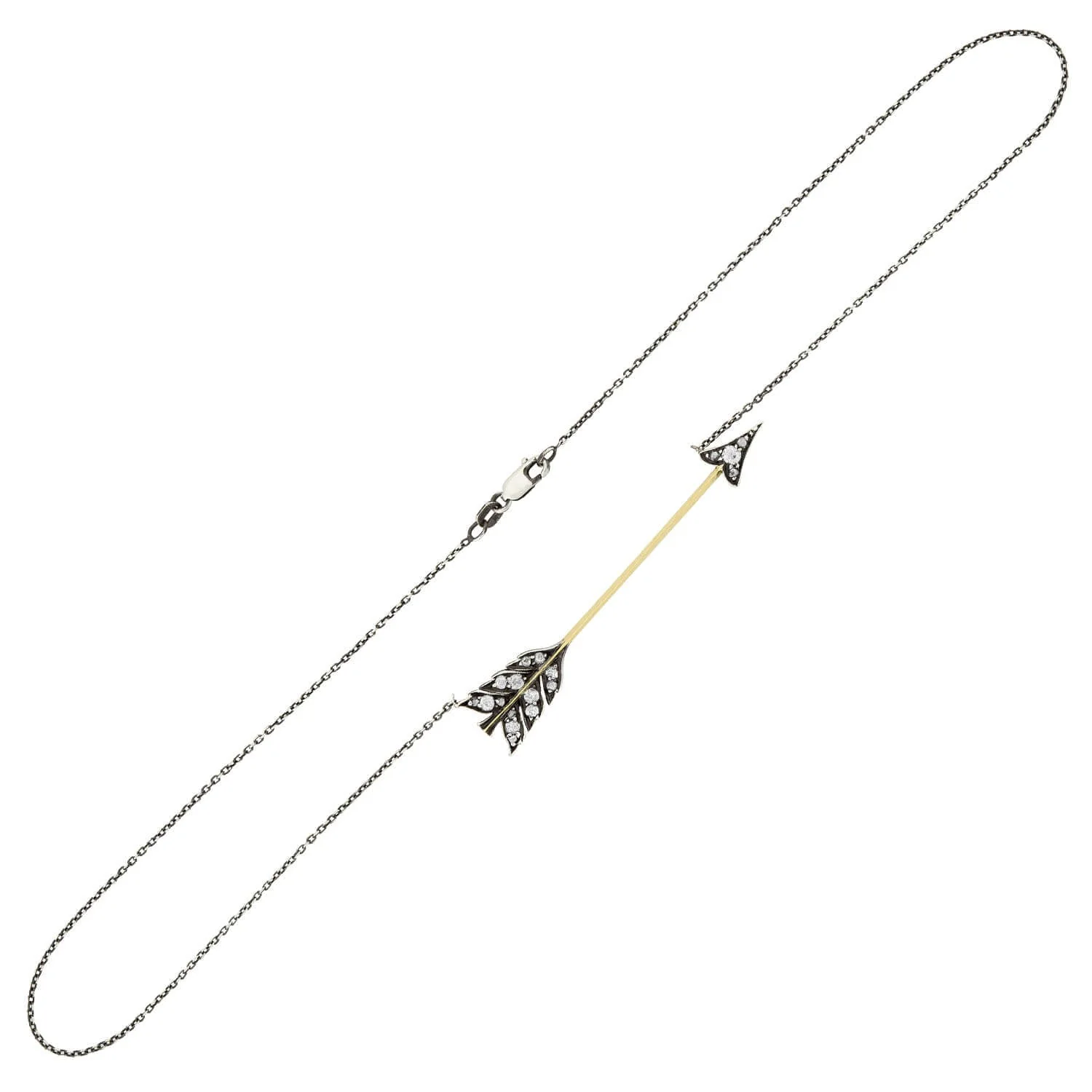 Victorian Sterling Silver/14k Diamond Arrow Necklace - Image 5