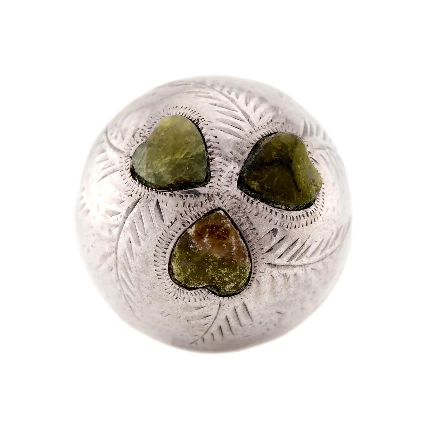 Victorian Sterling Silver Agate Clover-Motif Ball Pendant/Charm - Image 2