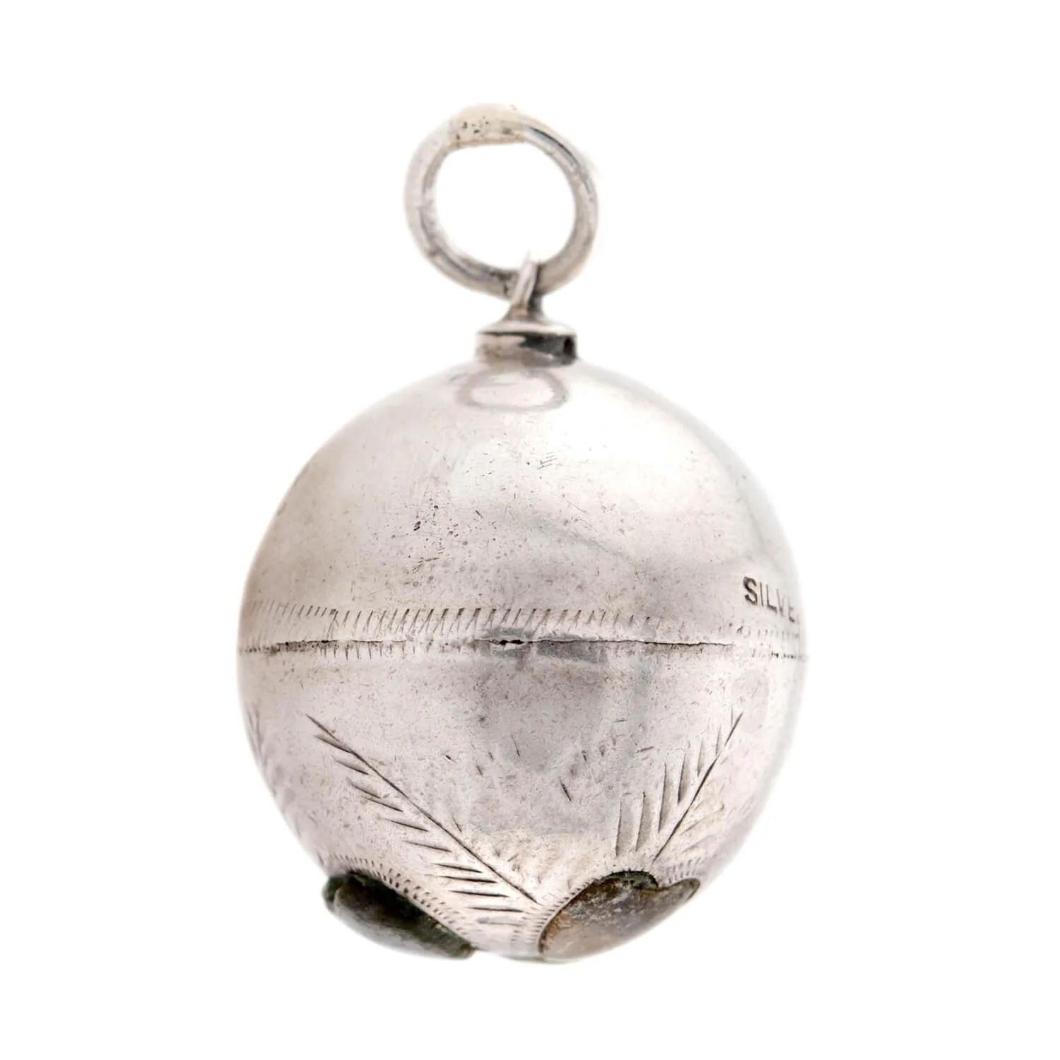 Victorian Sterling Silver Agate Clover-Motif Ball Pendant/Charm - Image 3