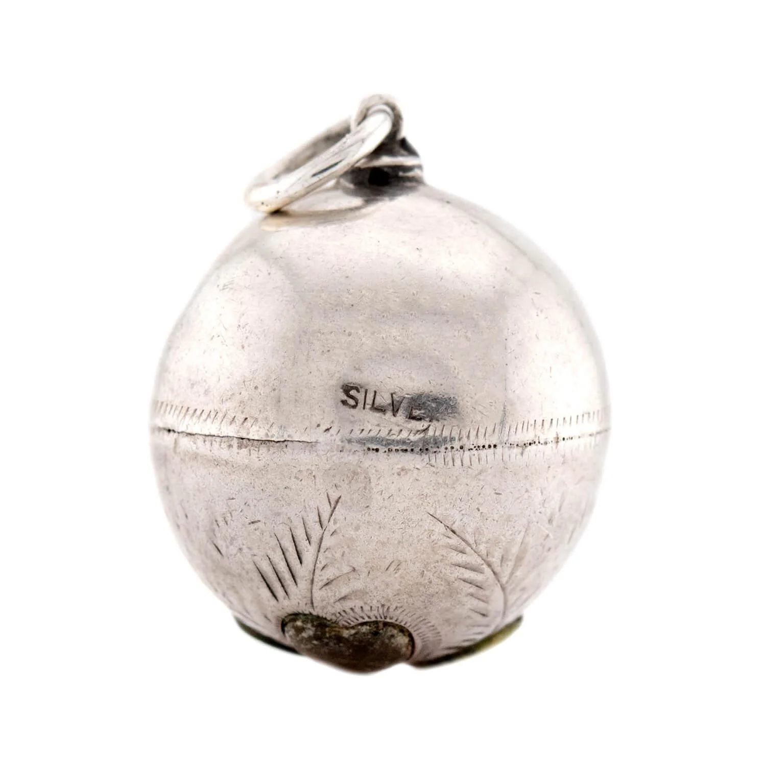 Victorian Sterling Silver Agate Clover-Motif Ball Pendant/Charm - Image 4