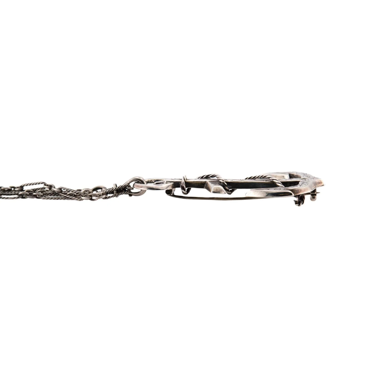 Victorian Sterling Silver Anchor Pendant Necklace 62" - Image 3