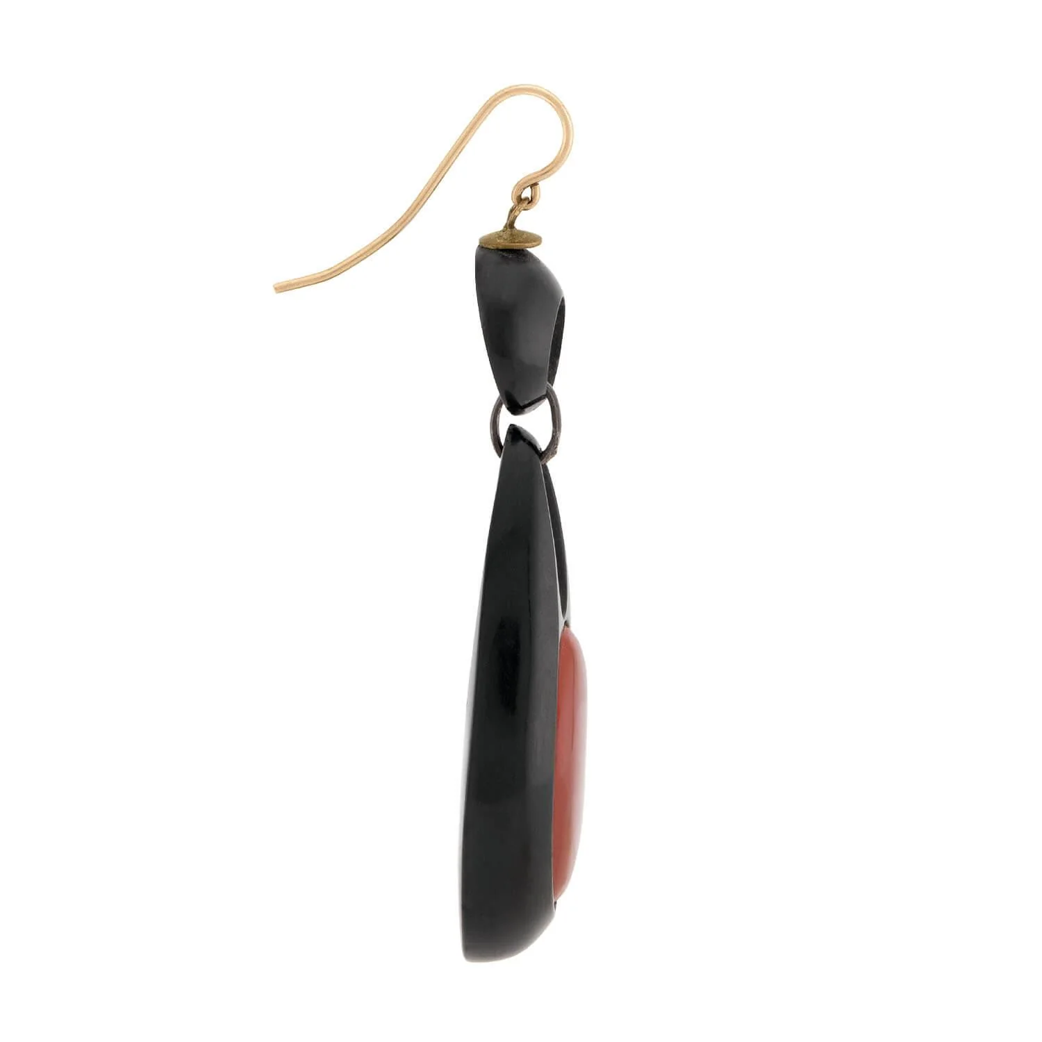 Victorian Sterling Silver and Jet Carnelian Earrings - Image 2