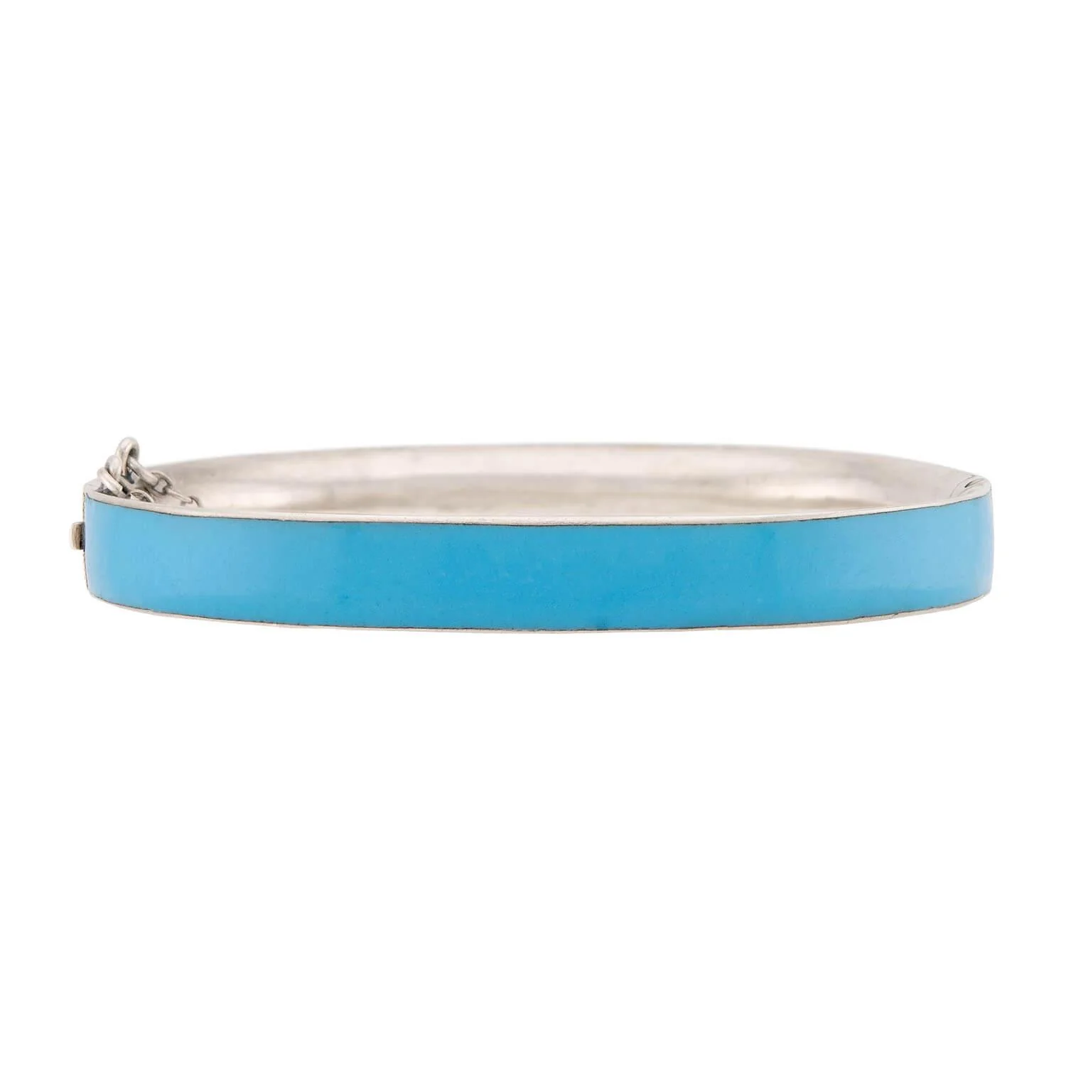 Victorian Sterling Silver Blue Enamel Hinged Bangle - Image 5