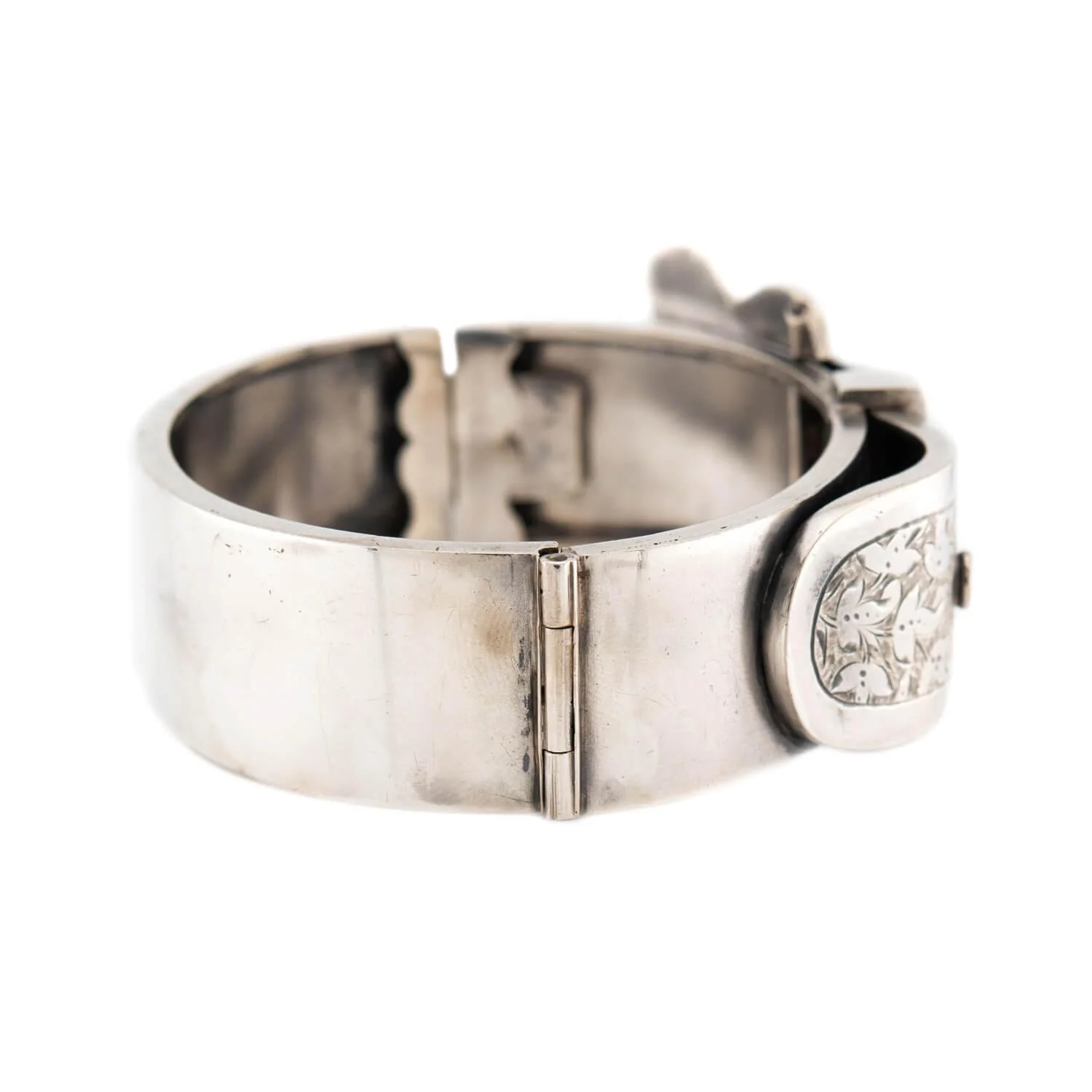 Victorian Sterling Silver Buckle Bangle Bracelet - Image 2
