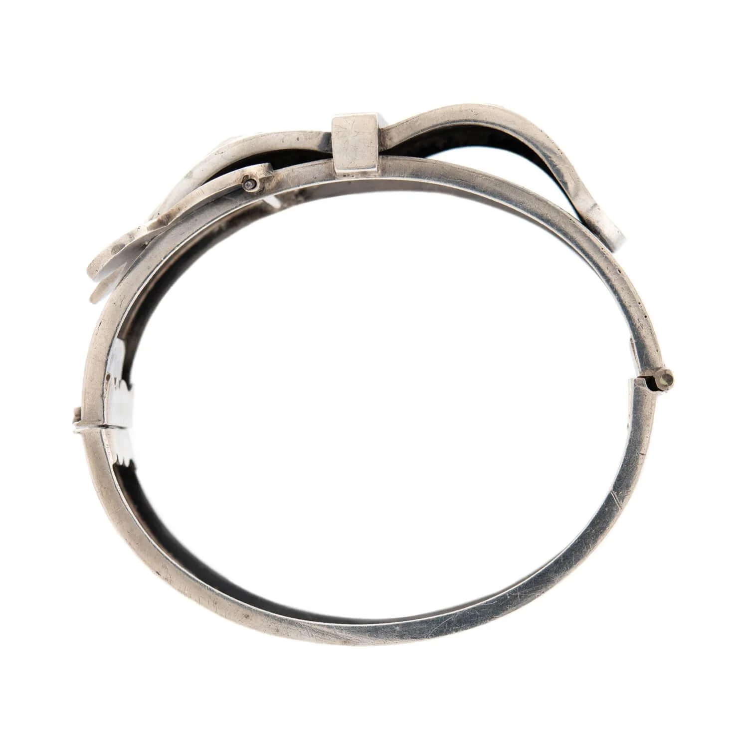 Victorian Sterling Silver Buckle Bangle Bracelet - Image 3