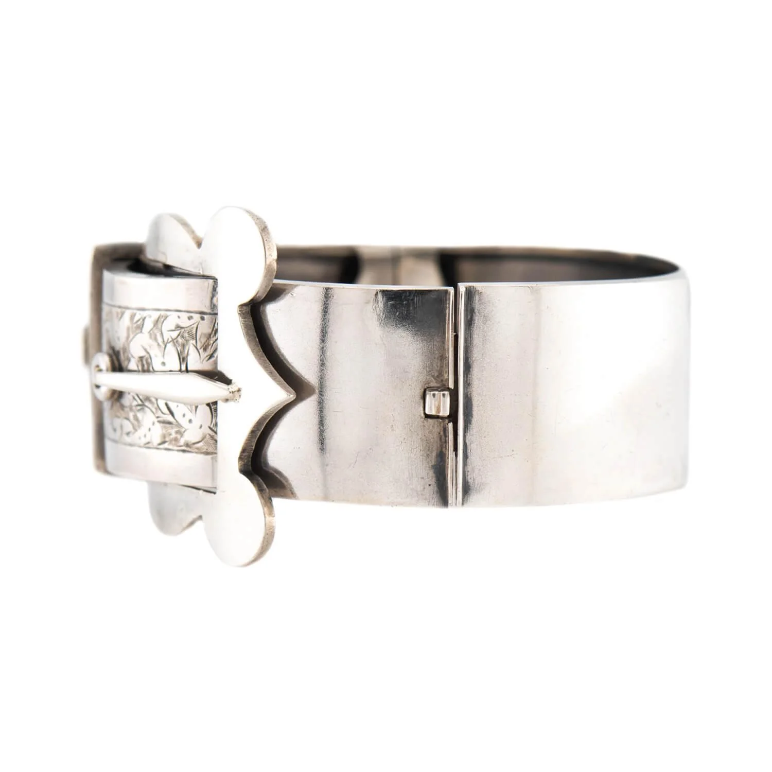 Victorian Sterling Silver Buckle Bangle Bracelet - Image 4