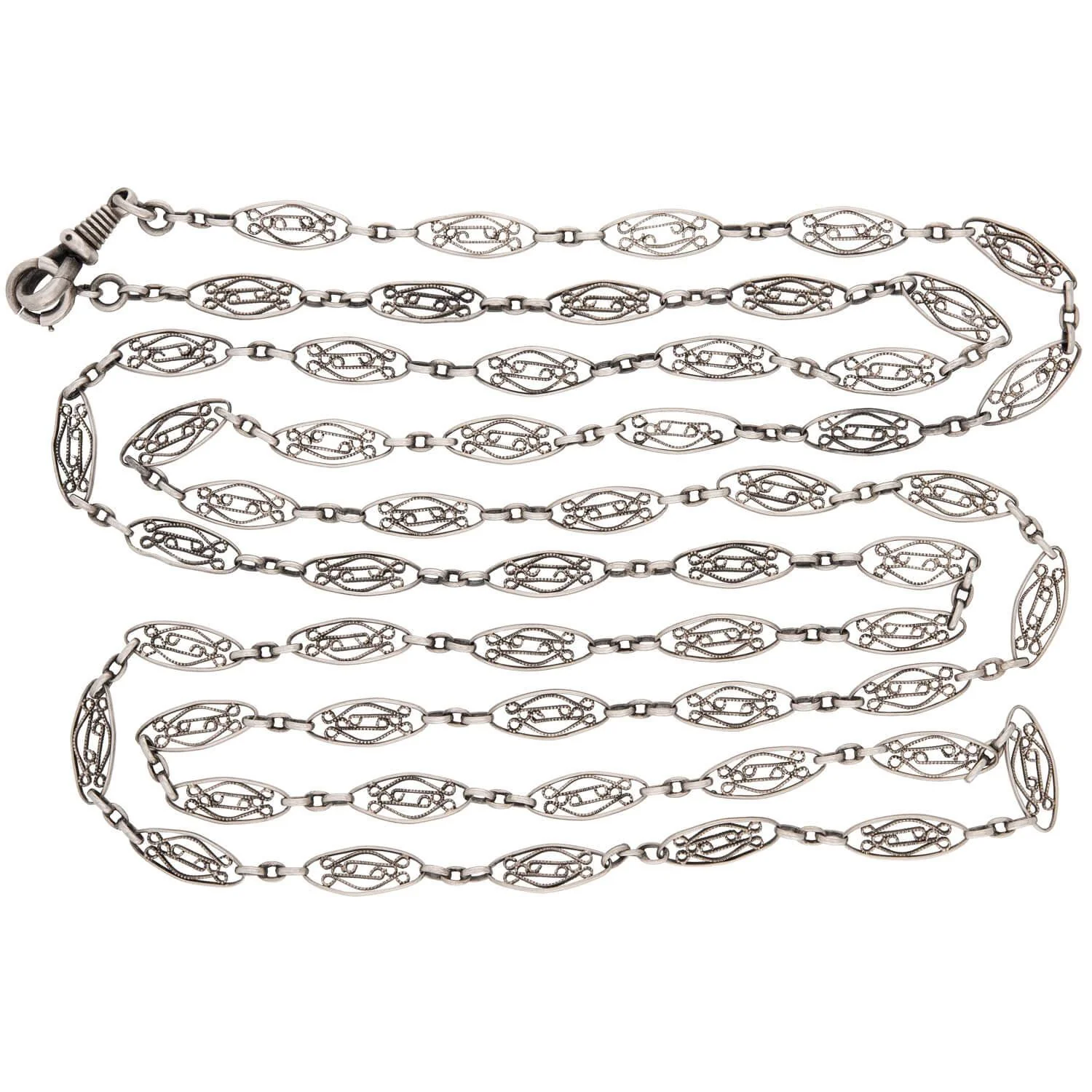Victorian Sterling Silver Chain 52" - Image 2