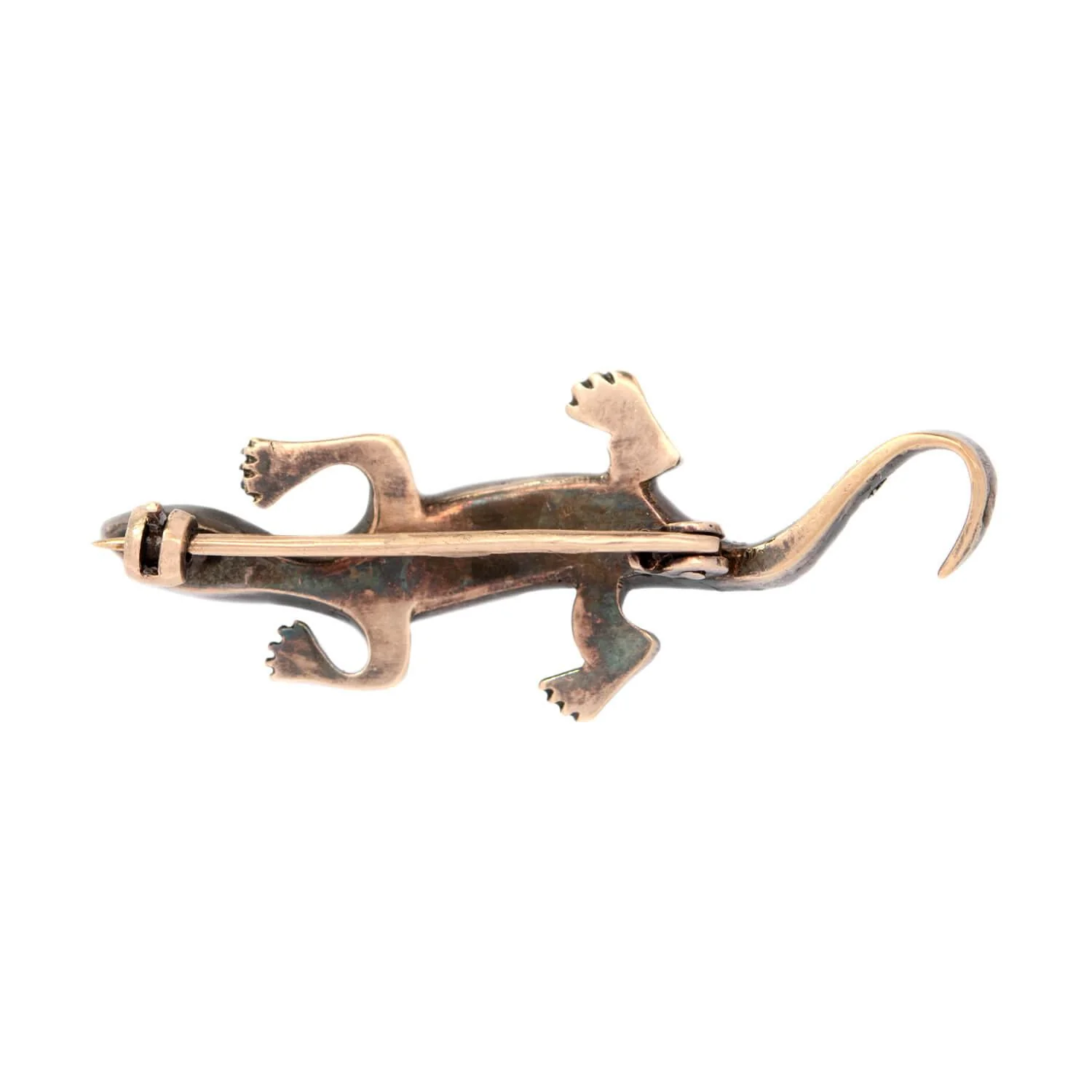 Victorian Sterling Silver Diamond and Emerald Salamander Pin - Image 3