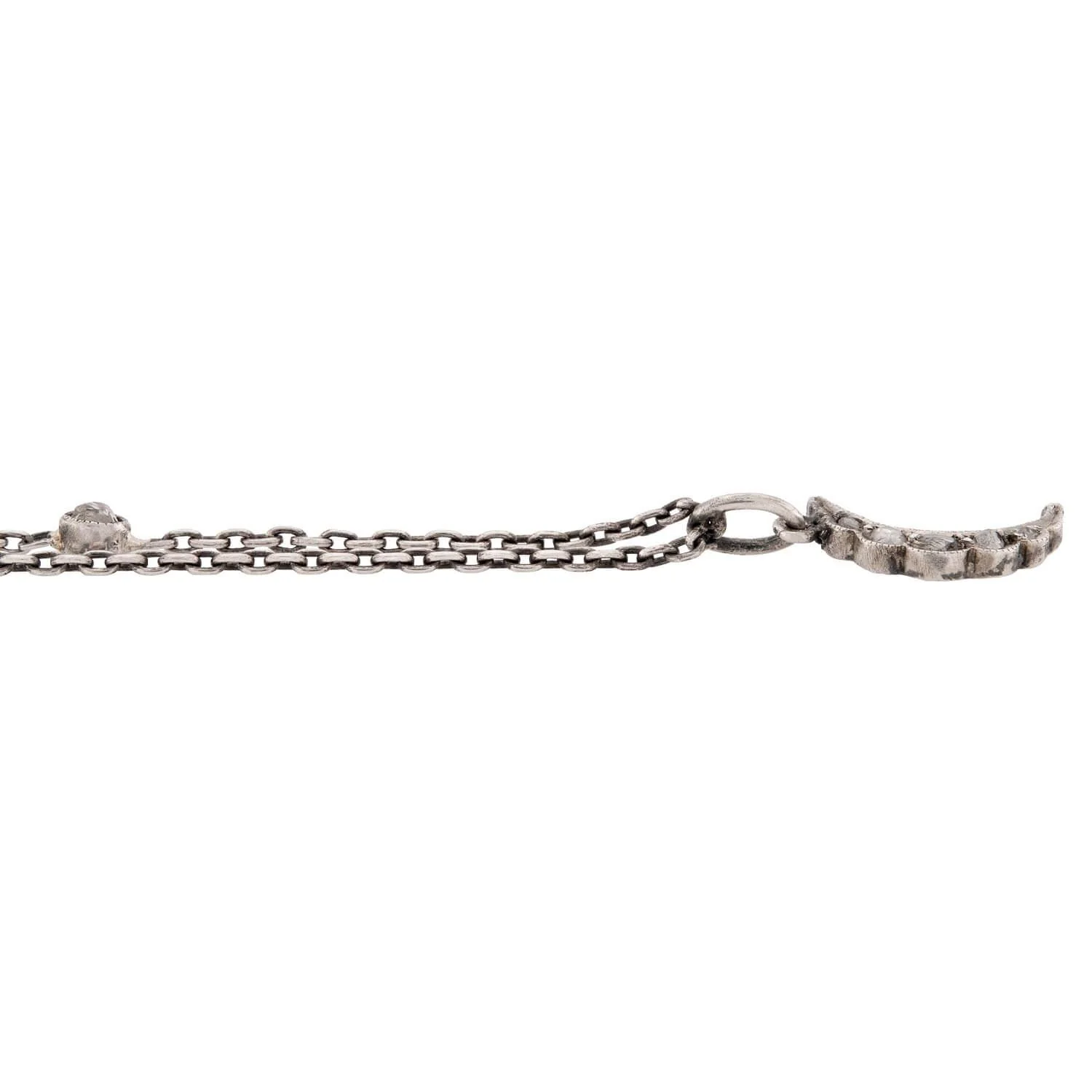 Victorian Sterling Silver Diamond Pendant Necklace - Image 3