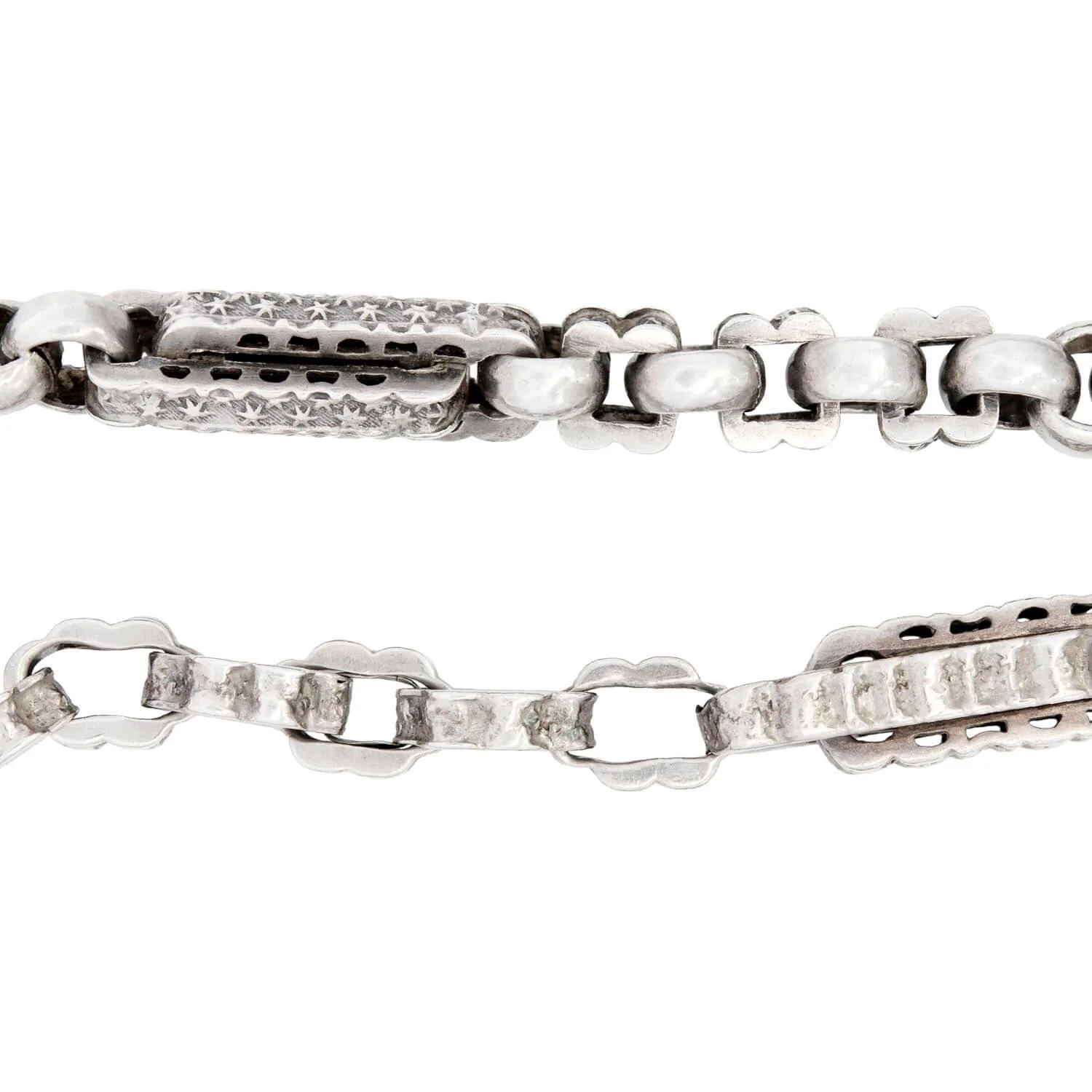 Victorian Sterling Silver Etruscan Chain 23" - Image 3