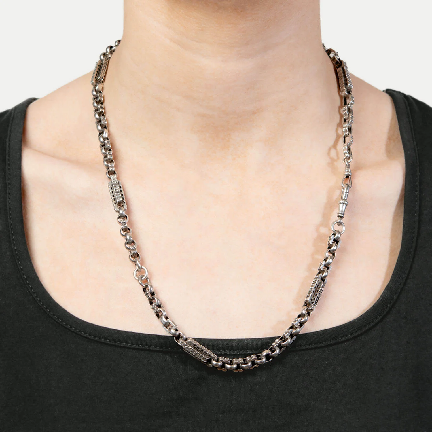 Victorian Sterling Silver Etruscan Chain 23" - Image 6