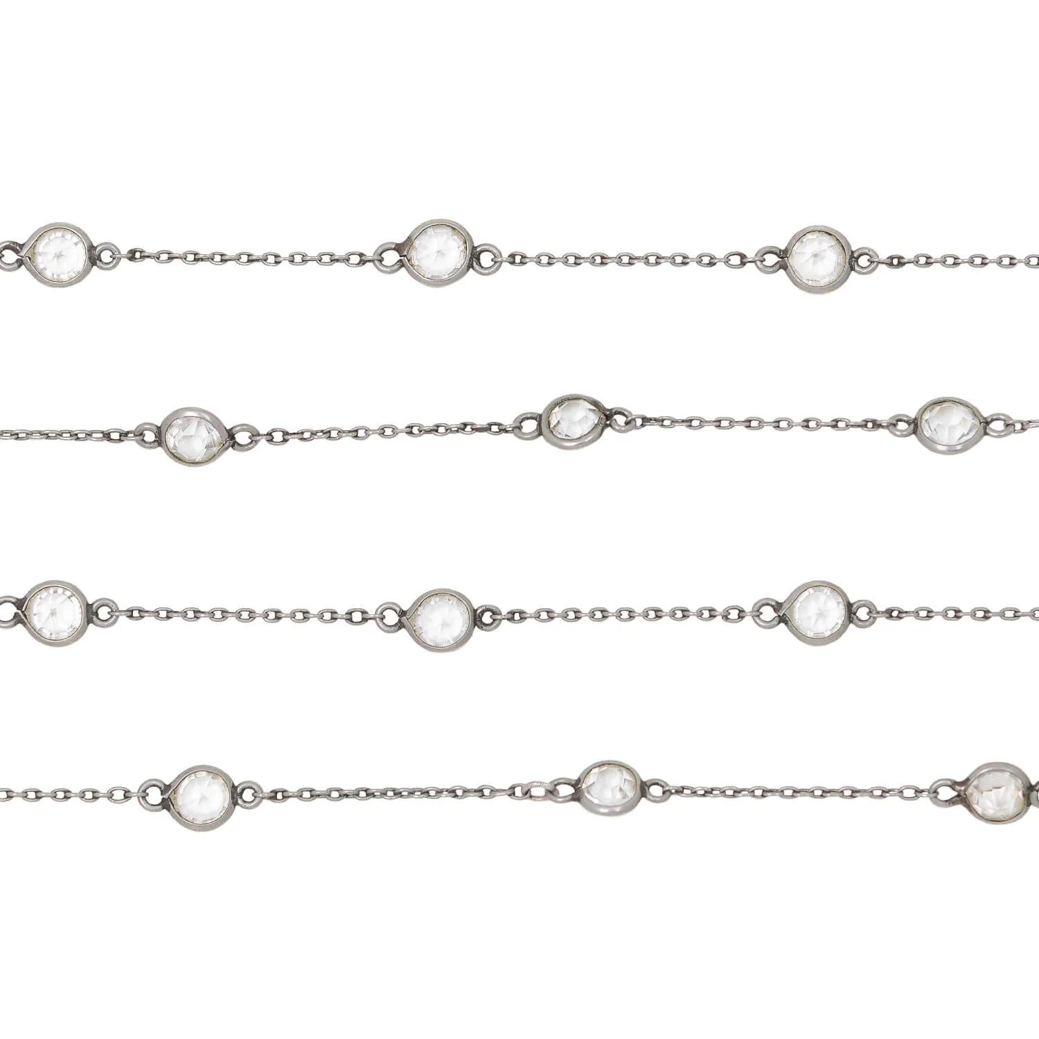 Victorian Sterling Silver French Paste Guard Chain - Image 3