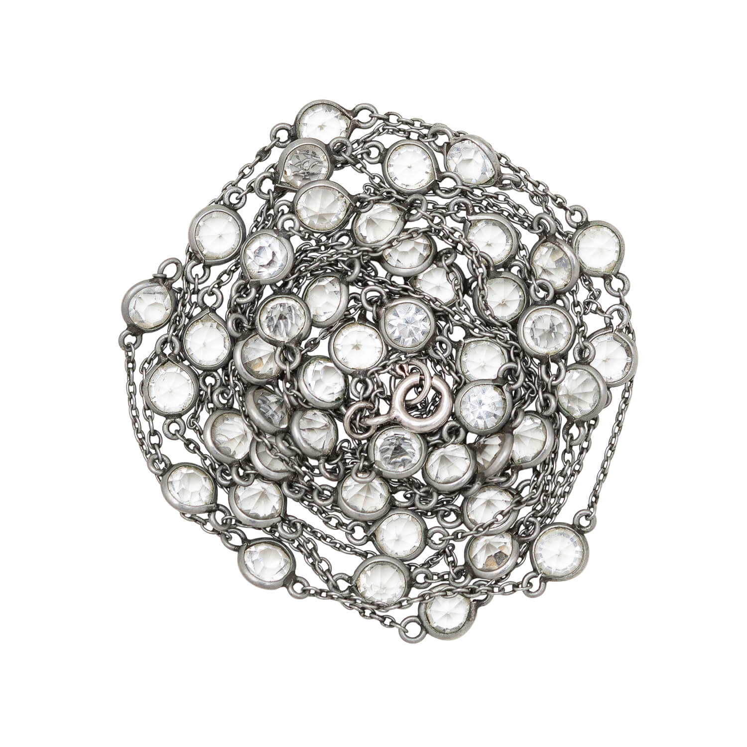 Victorian Sterling Silver French Paste Guard Chain - Image 4