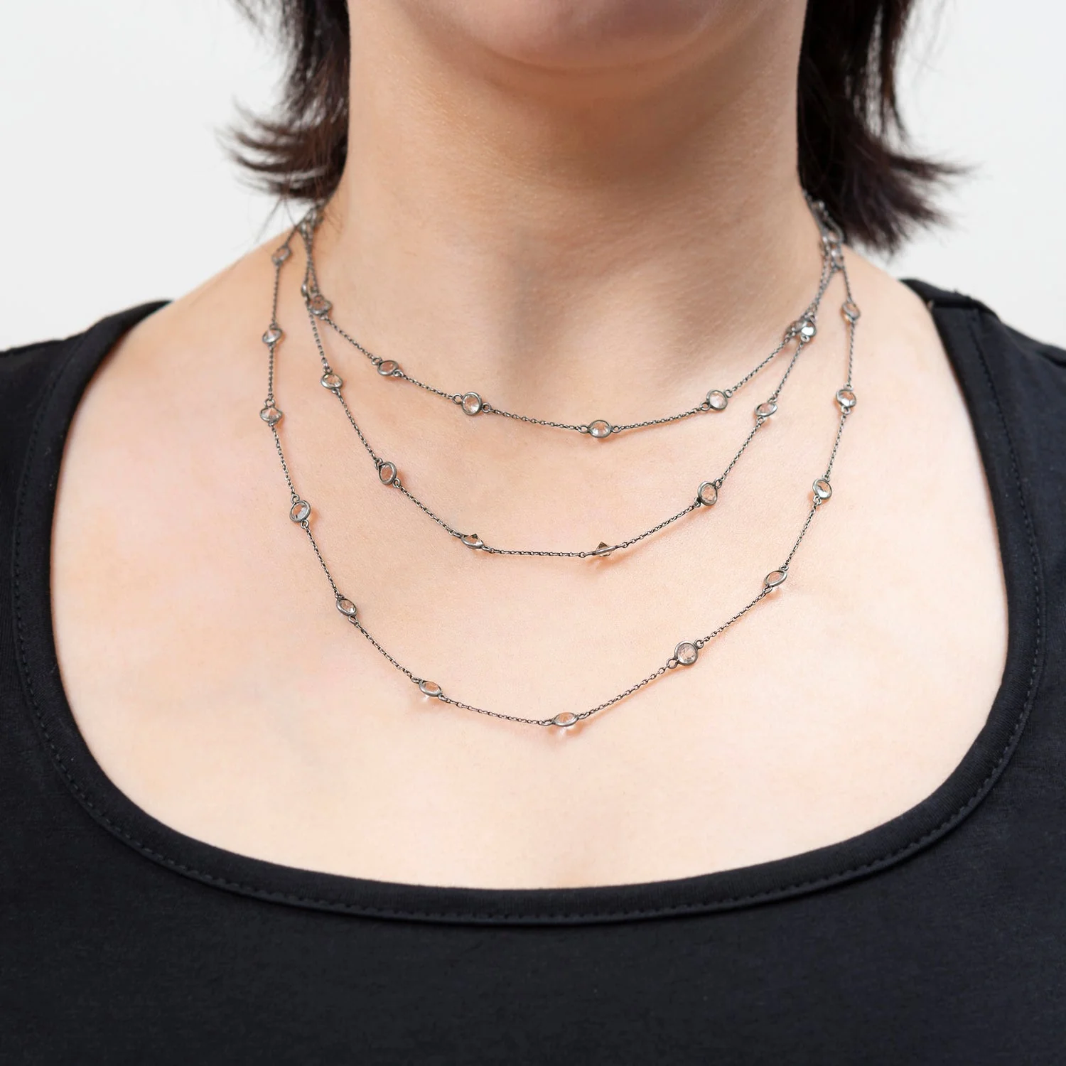 Victorian Sterling Silver French Paste Guard Chain - Image 7