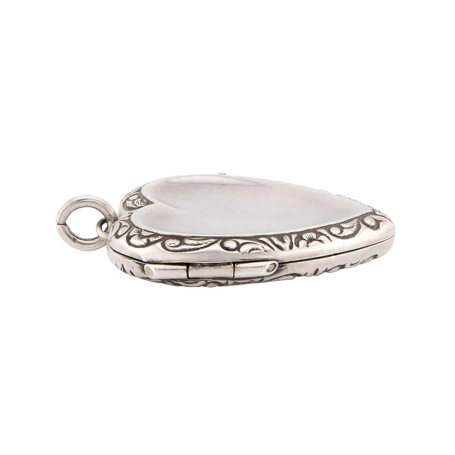 Victorian Sterling Silver Heart Locket Pendant - Image 3