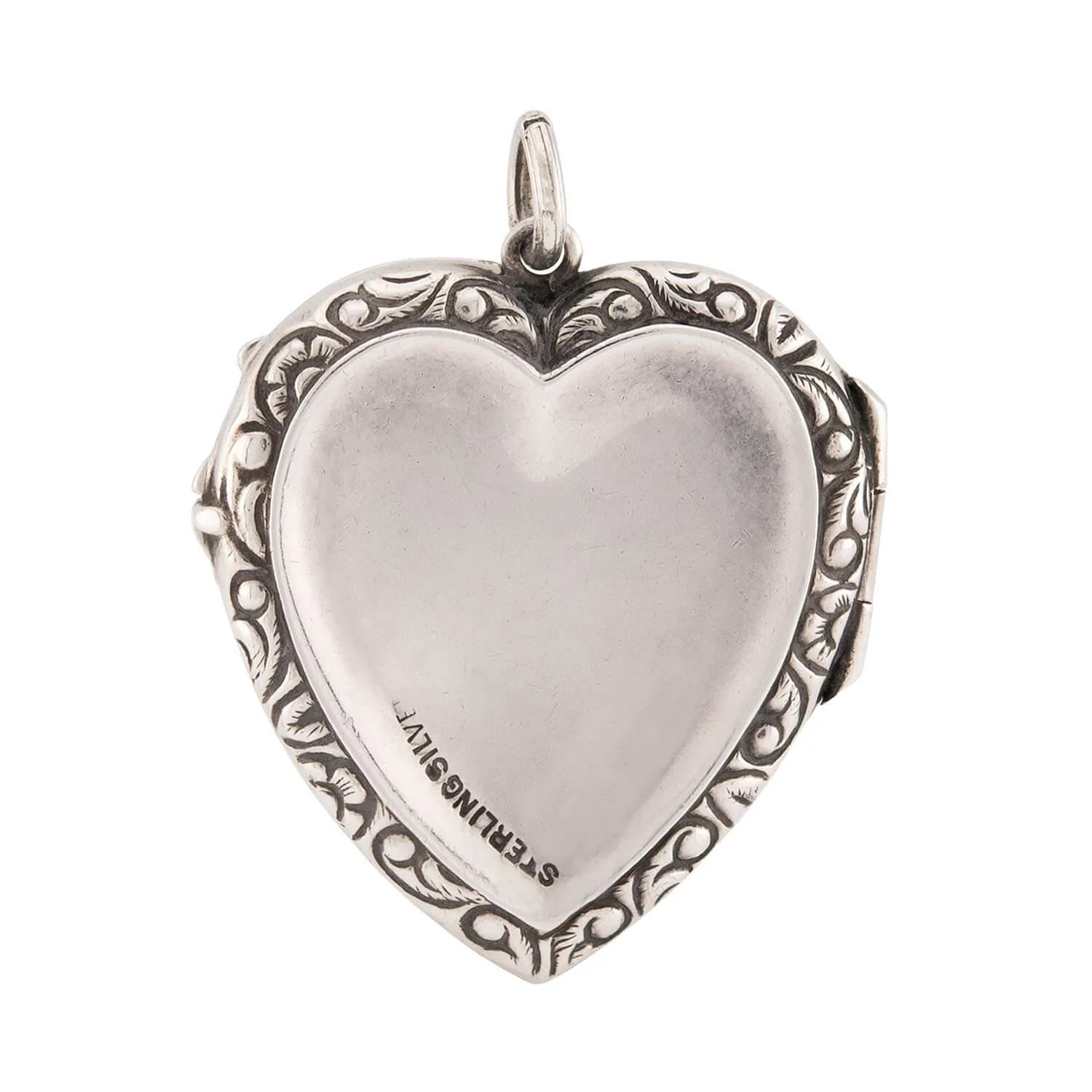 Victorian Sterling Silver Heart Locket Pendant - Image 4