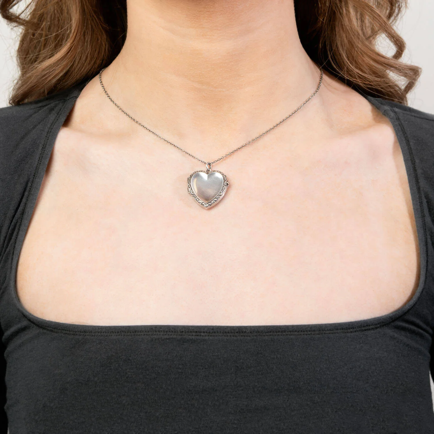 Victorian Sterling Silver Heart Locket Pendant - Image 5