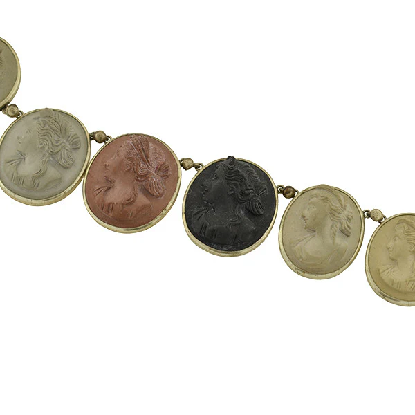 Victorian Sterling Silver & Lava Cameo Necklace - Image 4