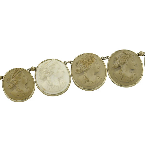 Victorian Sterling Silver & Lava Cameo Necklace - Image 5